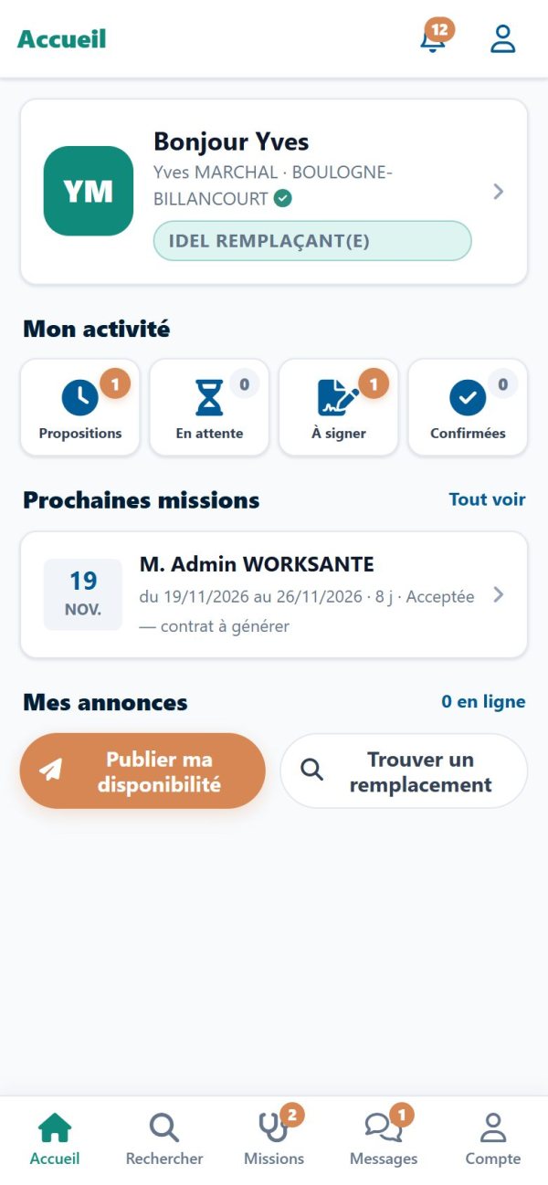 Écran d'accueil de l'application, avec le tutoriel
